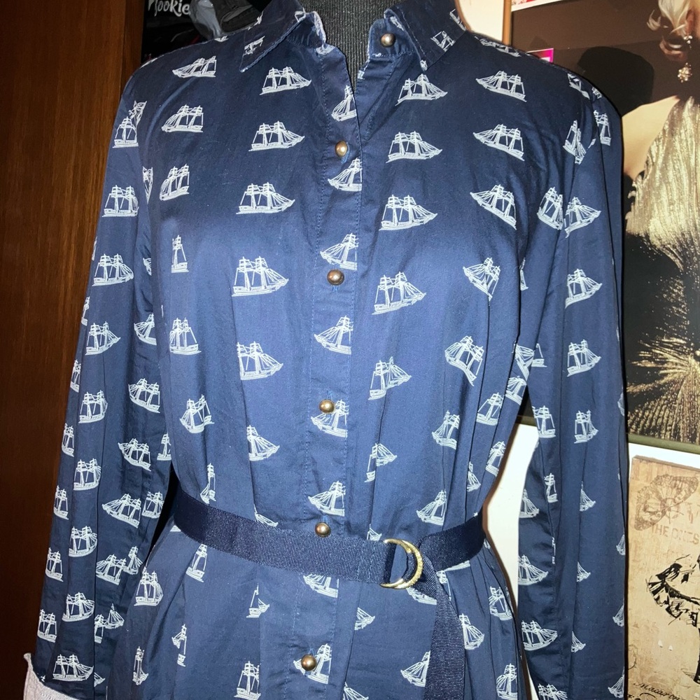 Tommy Hilfiger Blue Long Sleeve Shirt Dress ⛵️